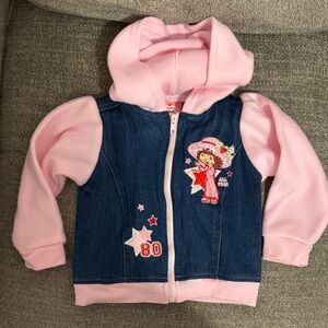 2005 Vintage Strawberry Shortcake.  Charming Pink and Blue Kids Jean Jacket.